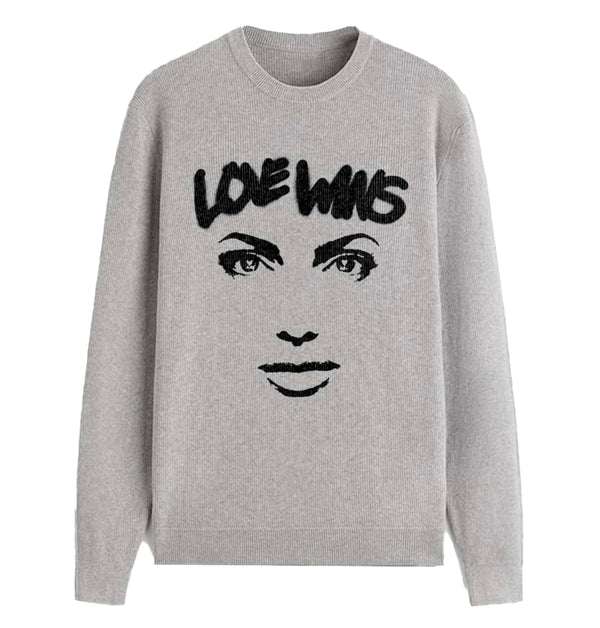 "LOVE WINS" Knitted Sweater Grey